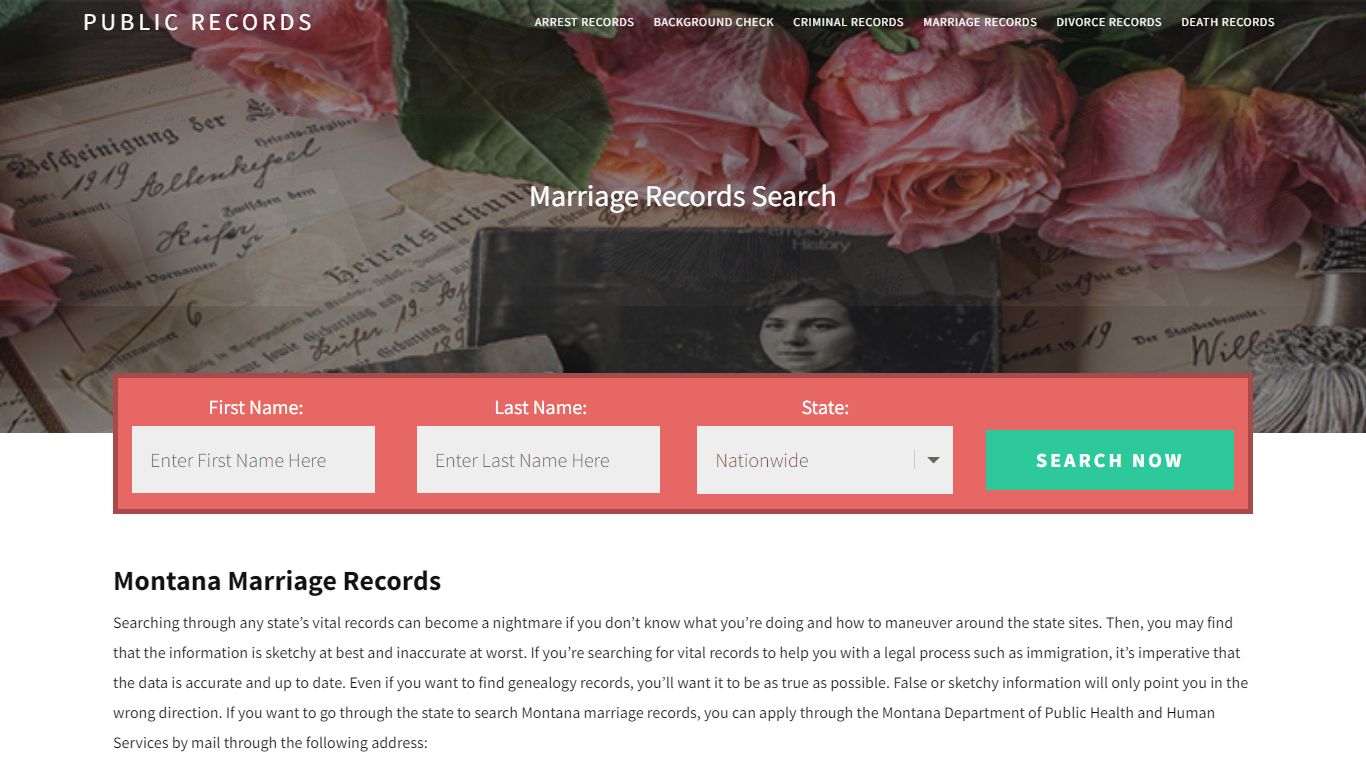 Montana Marriage Records | Enter Name and Search. 14Days Free